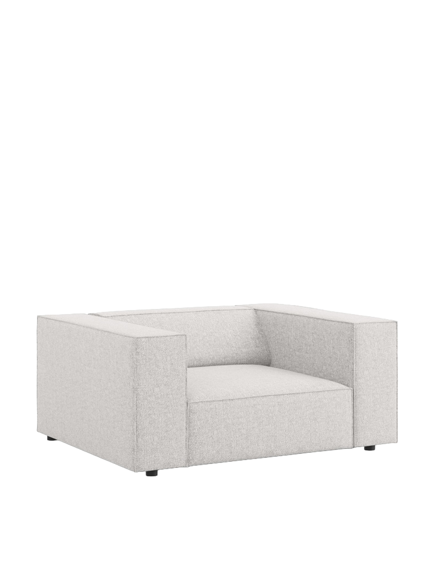 
Designer Armchair "Arendal" - Chenille Light Grey / Long side right