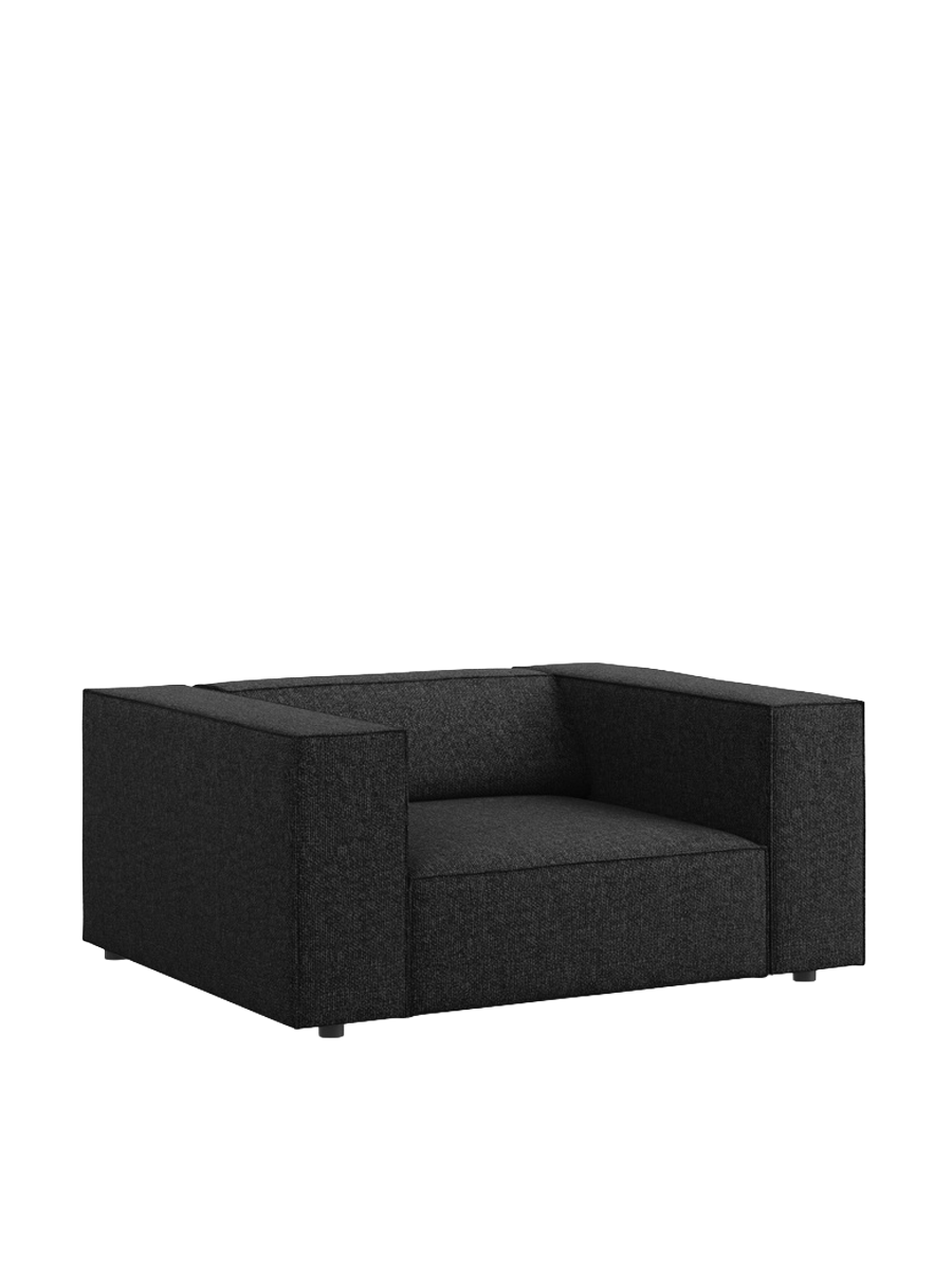 
Designer Armchair "Arendal" - Chenille Black / Long side right
