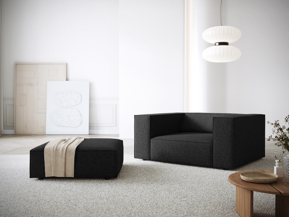 
Designer Armchair "Arendal" - Chenille Black / Long side right