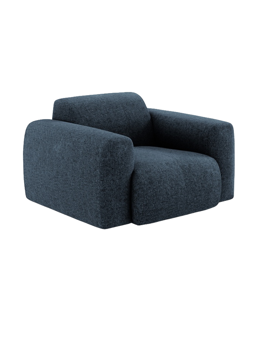 
Design Sessel „Nolio“ - Chenille Königsblau