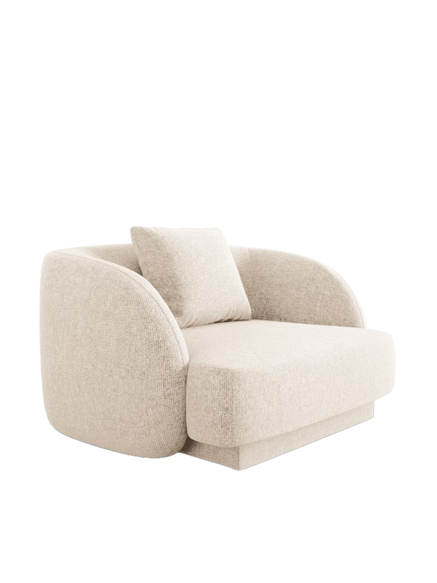 
"Tulum" Designer Armchair - Chenille Light Beige