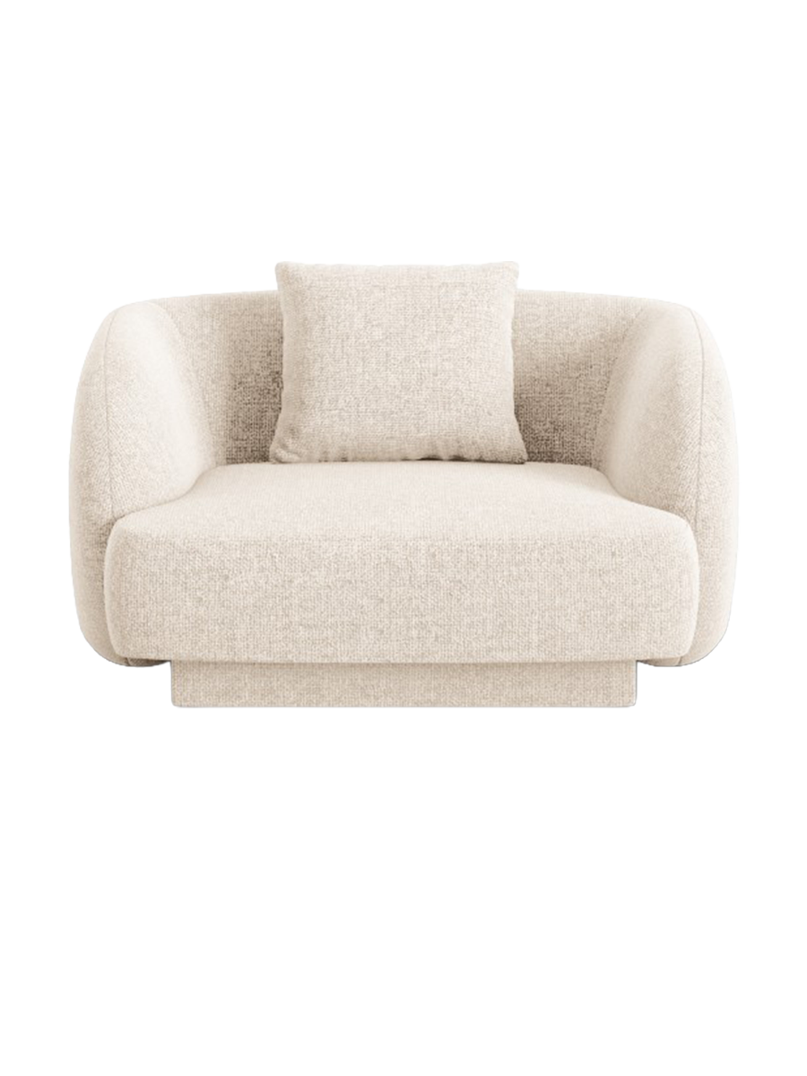 
"Tulum" Designer Armchair - Chenille Light Beige