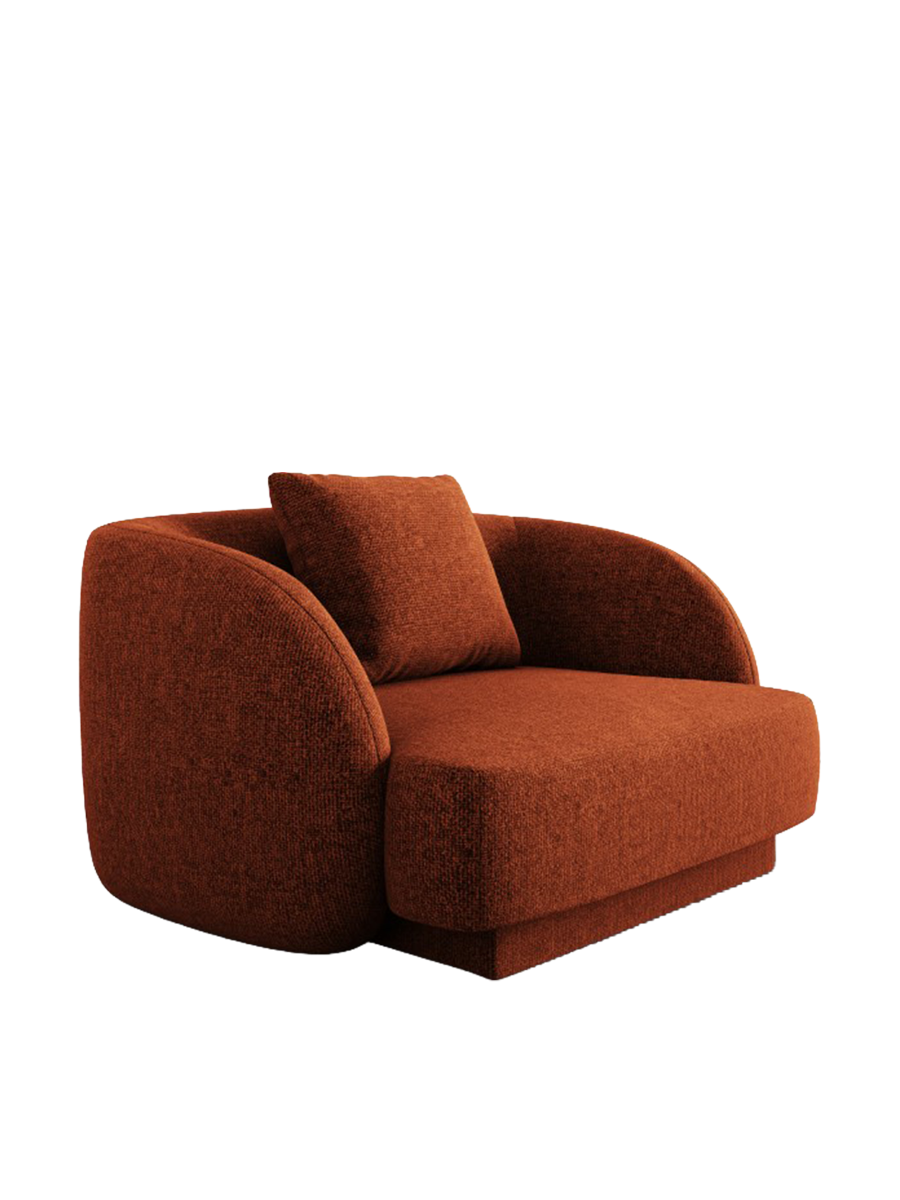 
"Tulum" Designer Armchair - Chenille Terracotta