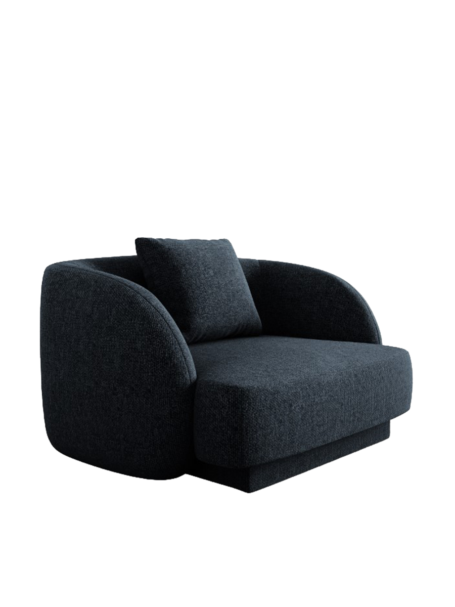 
"Tulum" Designer Armchair - Chenille Royal Blue