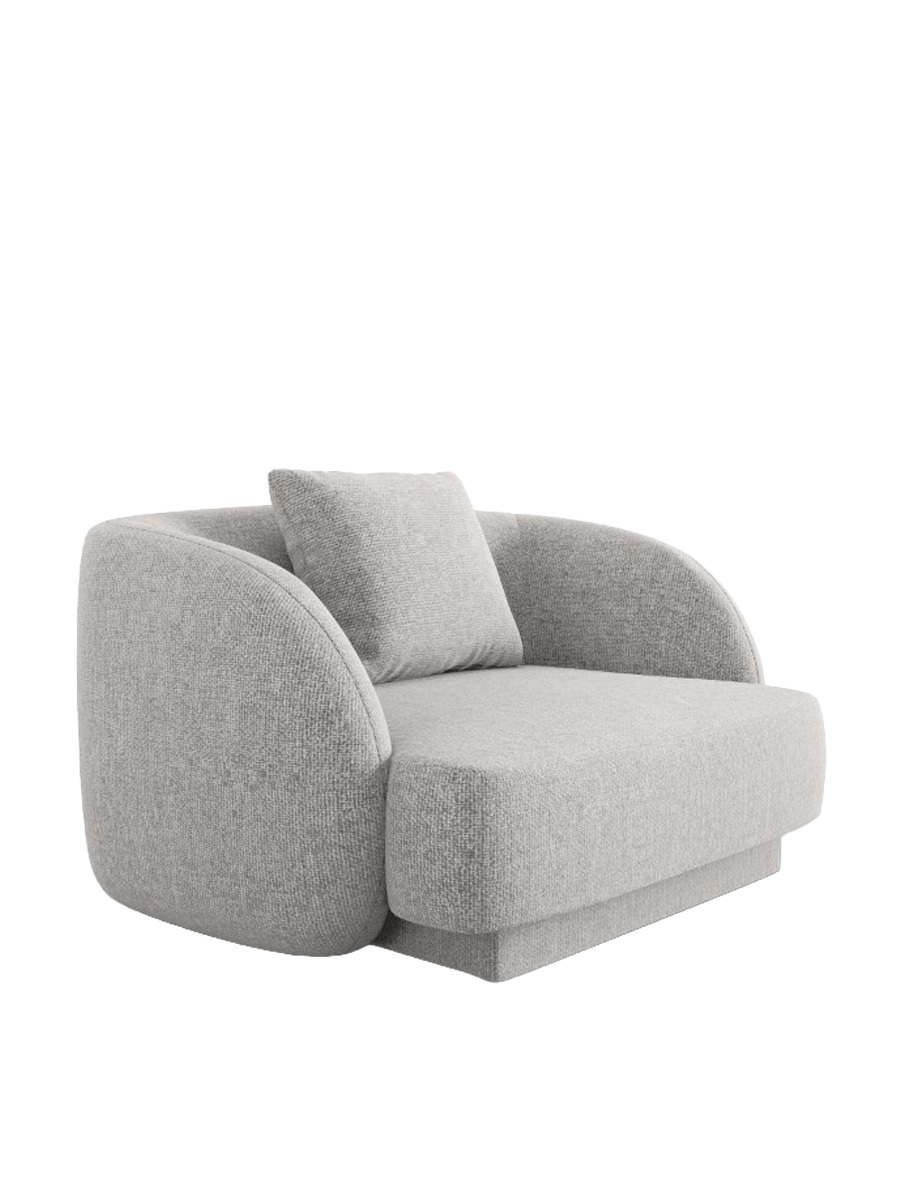 
"Tulum" Designer Armchair - Chenille Light Grey