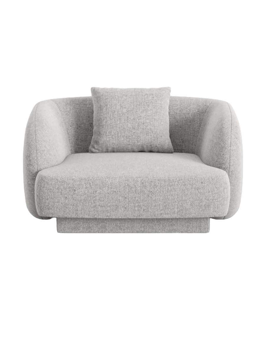 
"Tulum" Designer Armchair - Chenille Light Grey