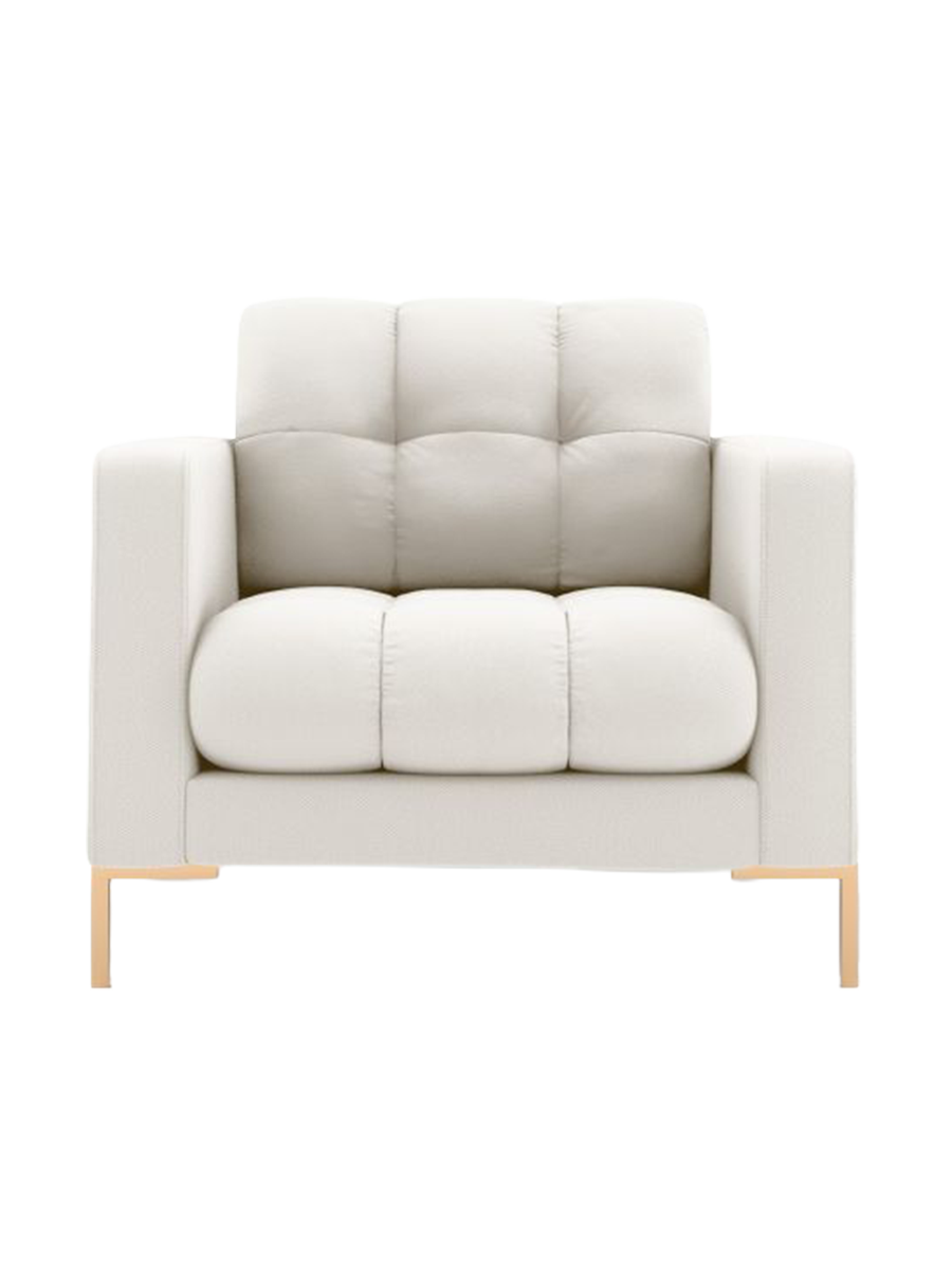 
Design Sessel „Bali“ - Strukturstoff Beige hell / Gold