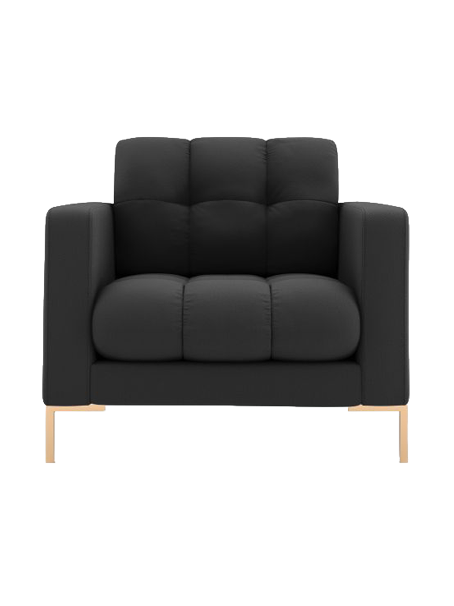 
Design Sessel „Bali“ - Strukturstoff Dunkelgrau / Gold