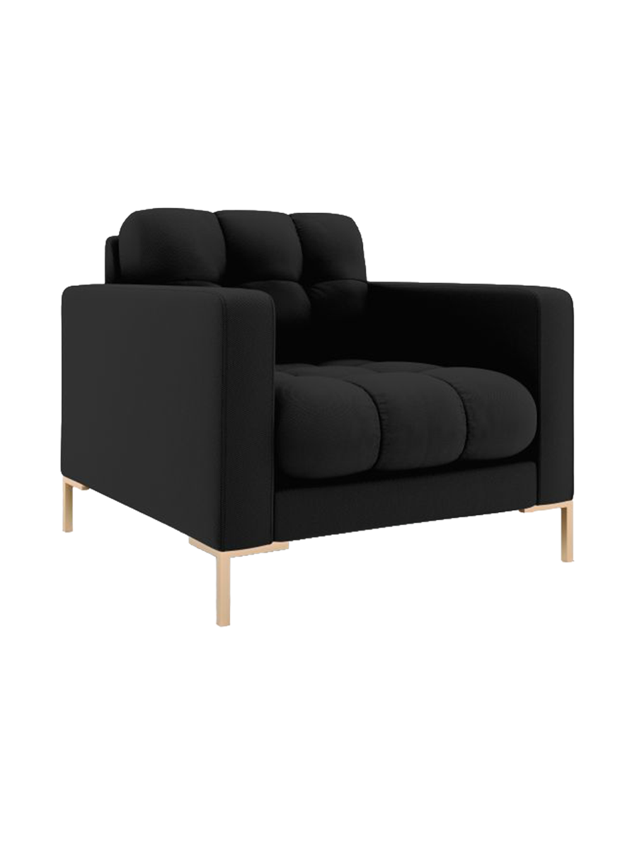 
Design Sessel „Bali“ - Strukturstoff Schwarz / Gold