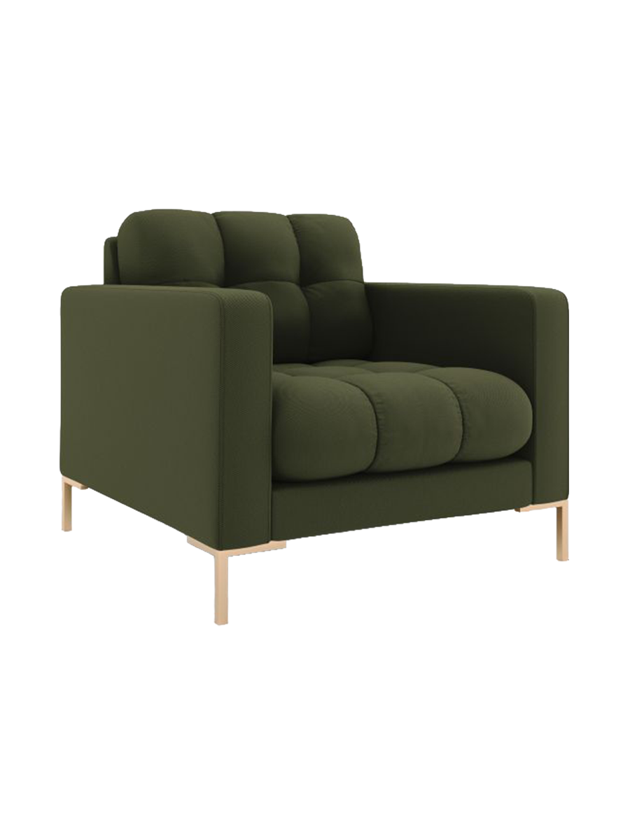 
Design Sessel „Bali“ - Strukturstoff Grün / Gold