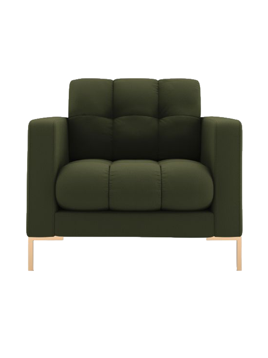 
Design Sessel „Bali“ - Strukturstoff Grün / Gold