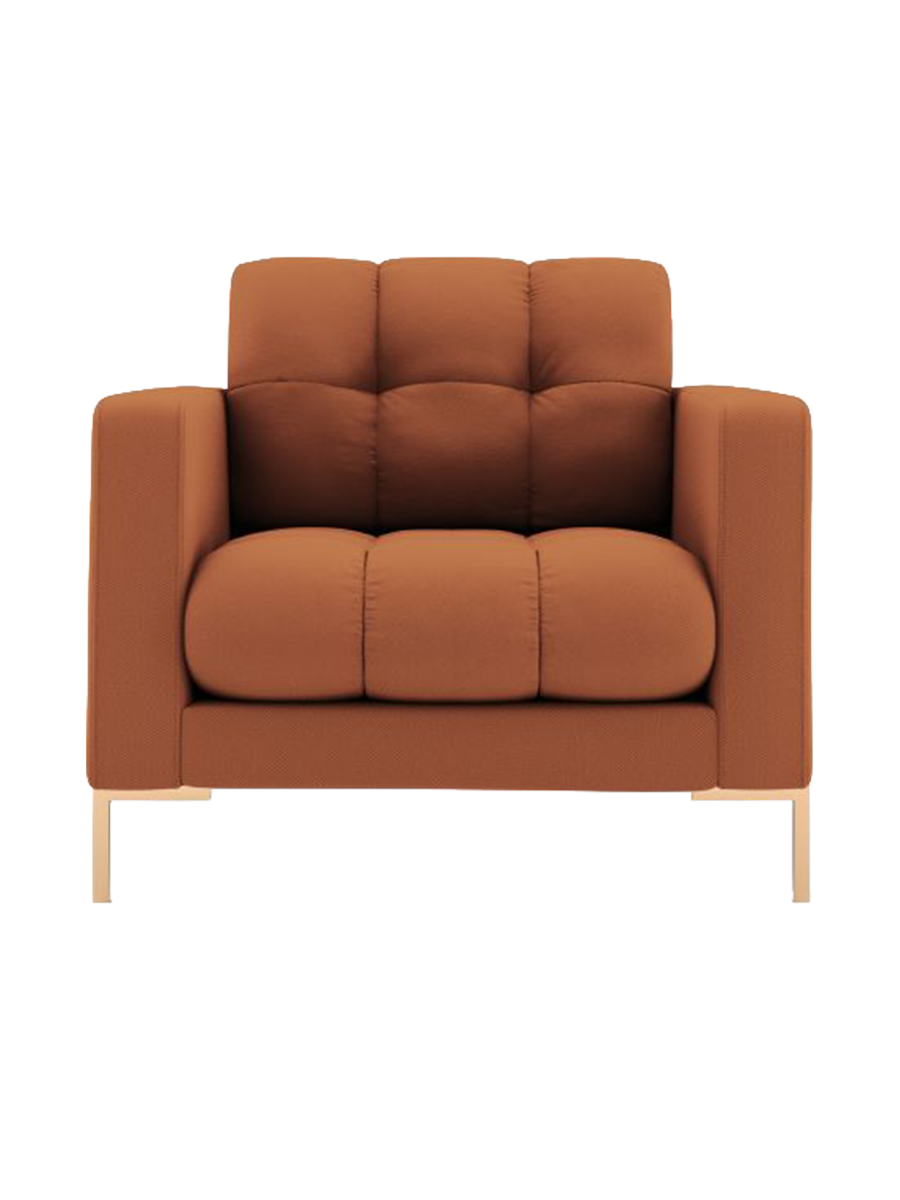 
Design Sessel „Bali“ - Strukturstoff Brick / Gold