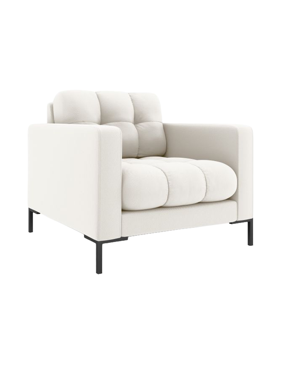 
Design Sessel „Bali“ - Strukturstoff Beige hell / Schwarz