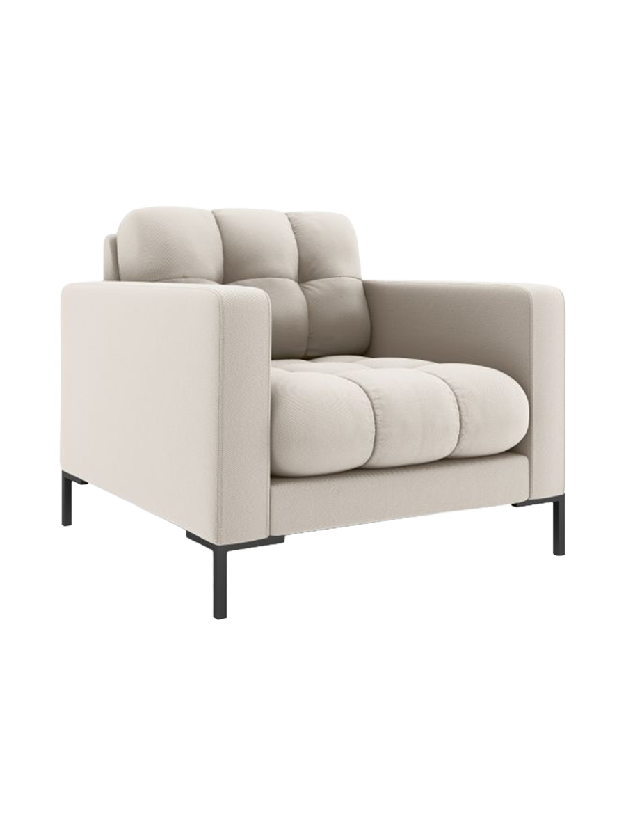 
Design Sessel „Bali“ - Strukturstoff Beige / Schwarz