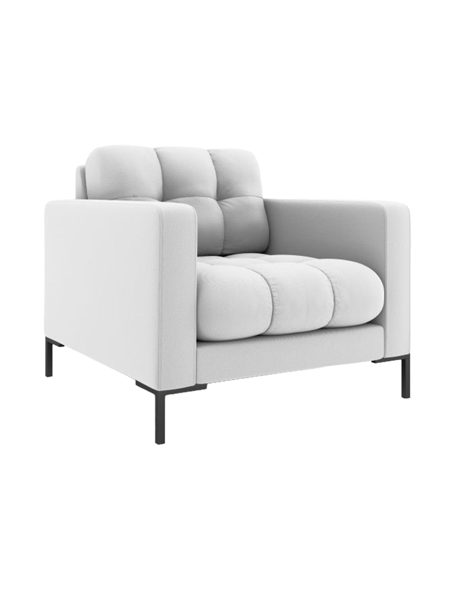 
Design Sessel „Bali“ - Strukturstoff Hellgrau / Schwarz