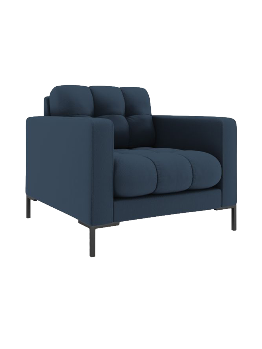 
Design Sessel „Bali“ - Strukturstoff Blau / Schwarz