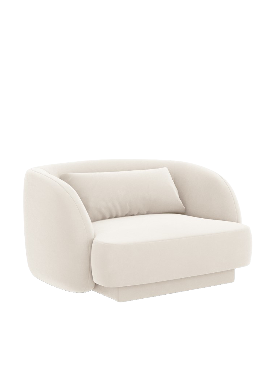 
"Tulum" Designer Armchair - Light Beige Velvet
