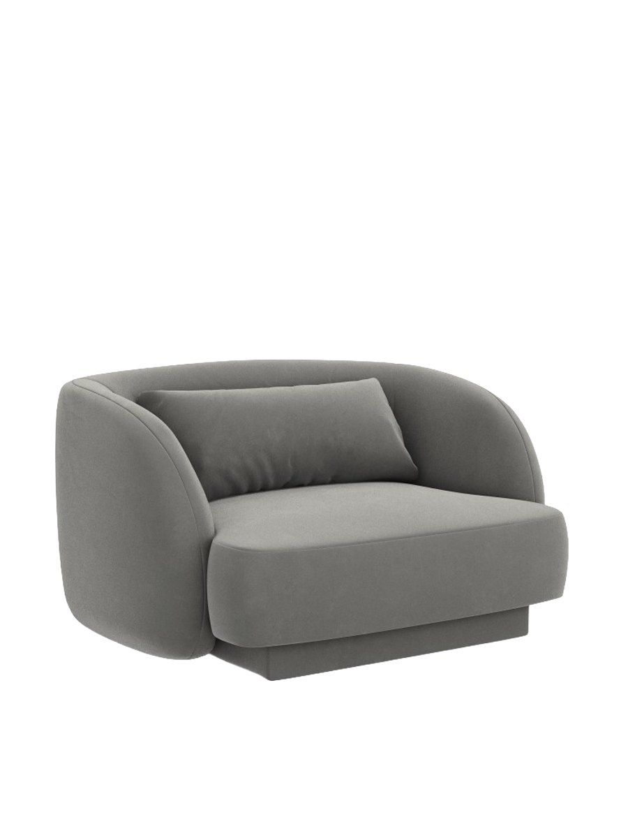 
"Tulum" Designer Armchair - Velvet Light Grey