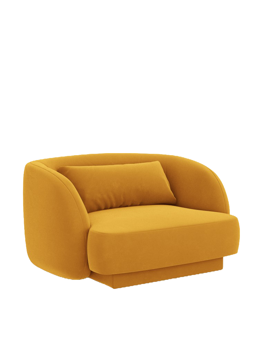 
"Tulum" Designer Armchair - Velvet Mustard Yellow