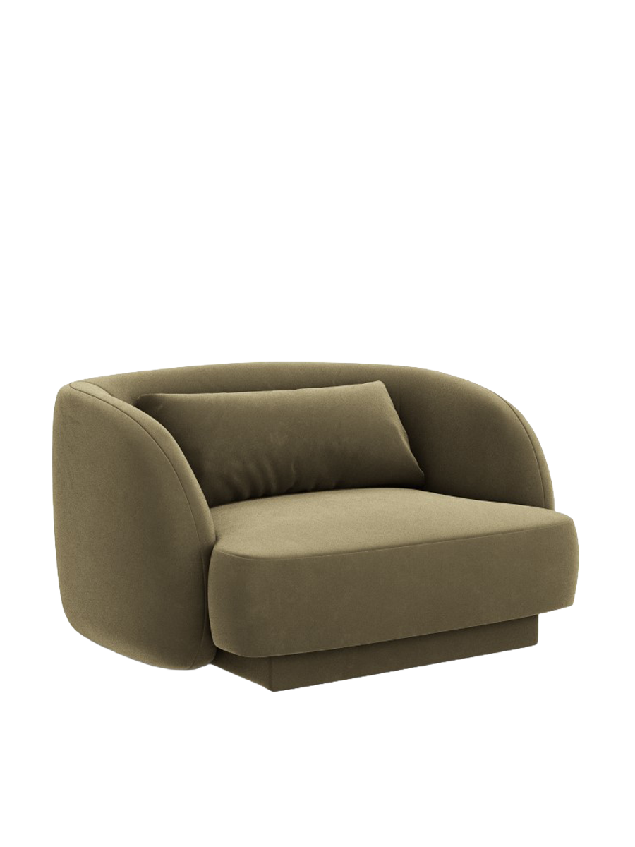 
"Tulum" Designer Armchair - Velvet Olive Green