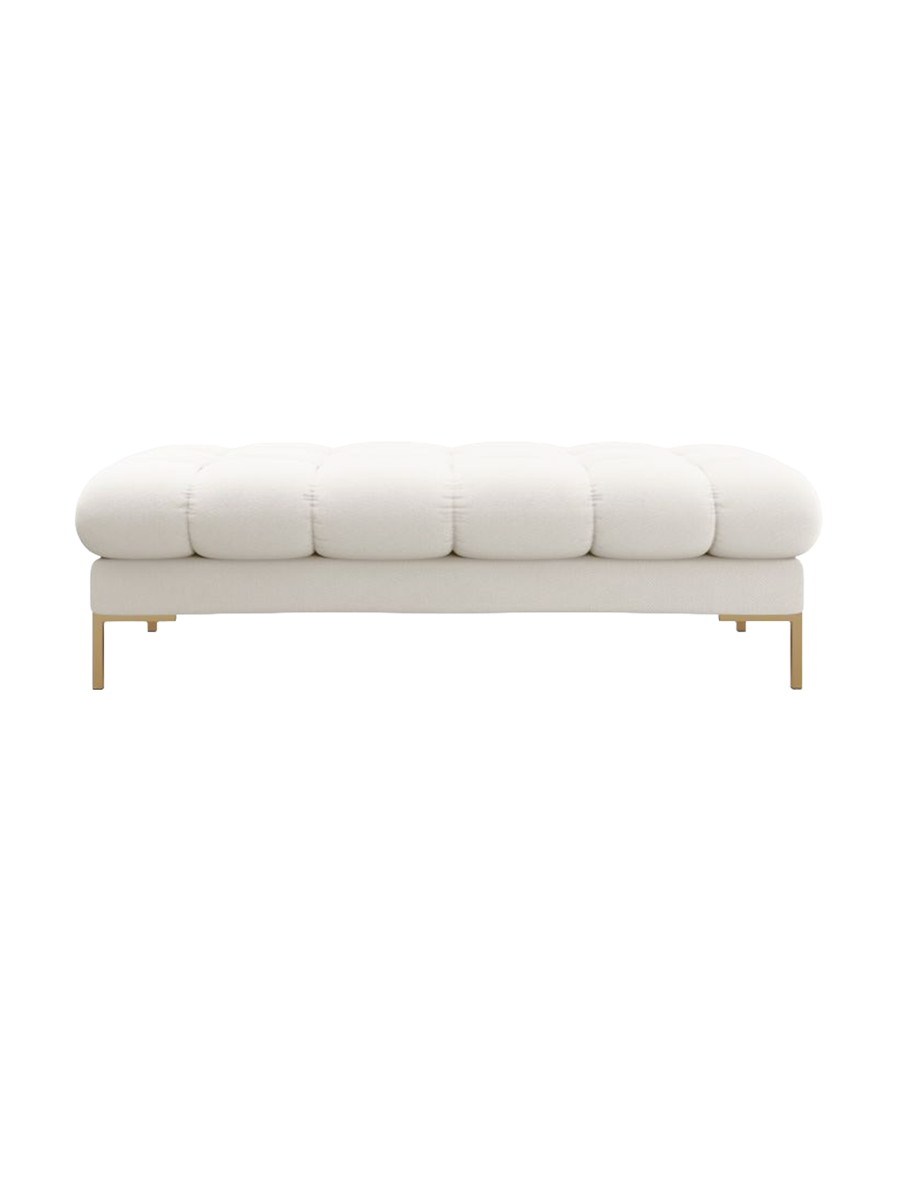 
Grand pouf design « Bali » - Tissu d'ameublement beige clair / Or
