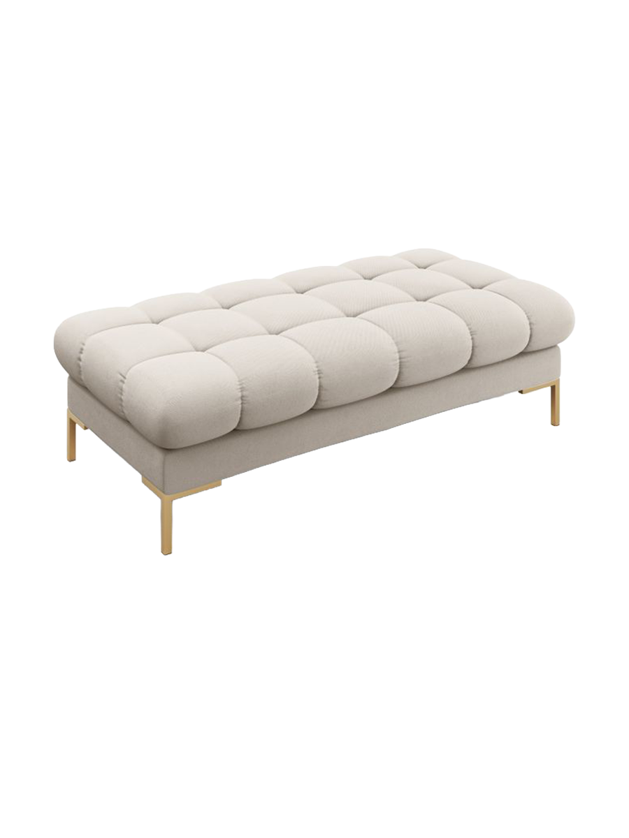 
Grand pouf design « Bali » - Tissu texturé beige / Or