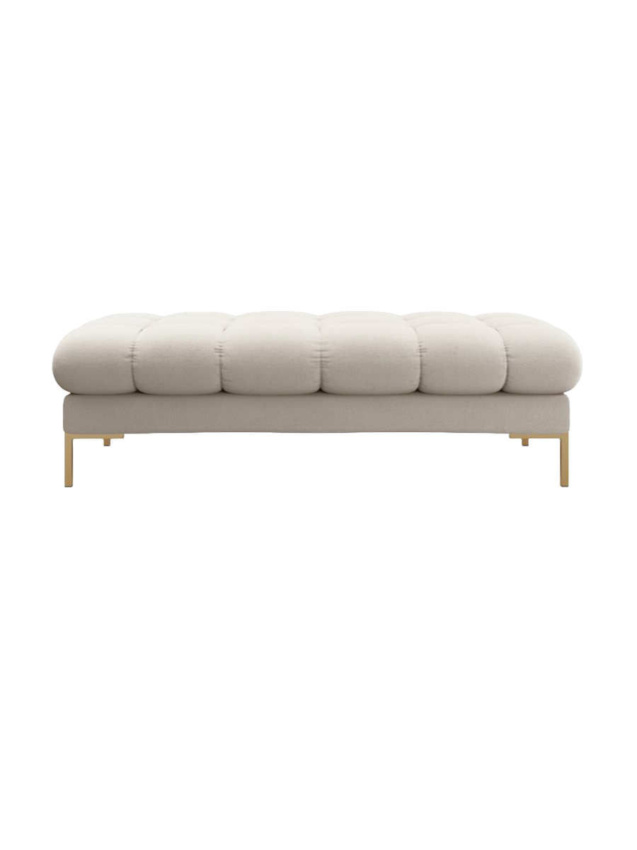 
Grand pouf design « Bali » - Tissu texturé beige / Or