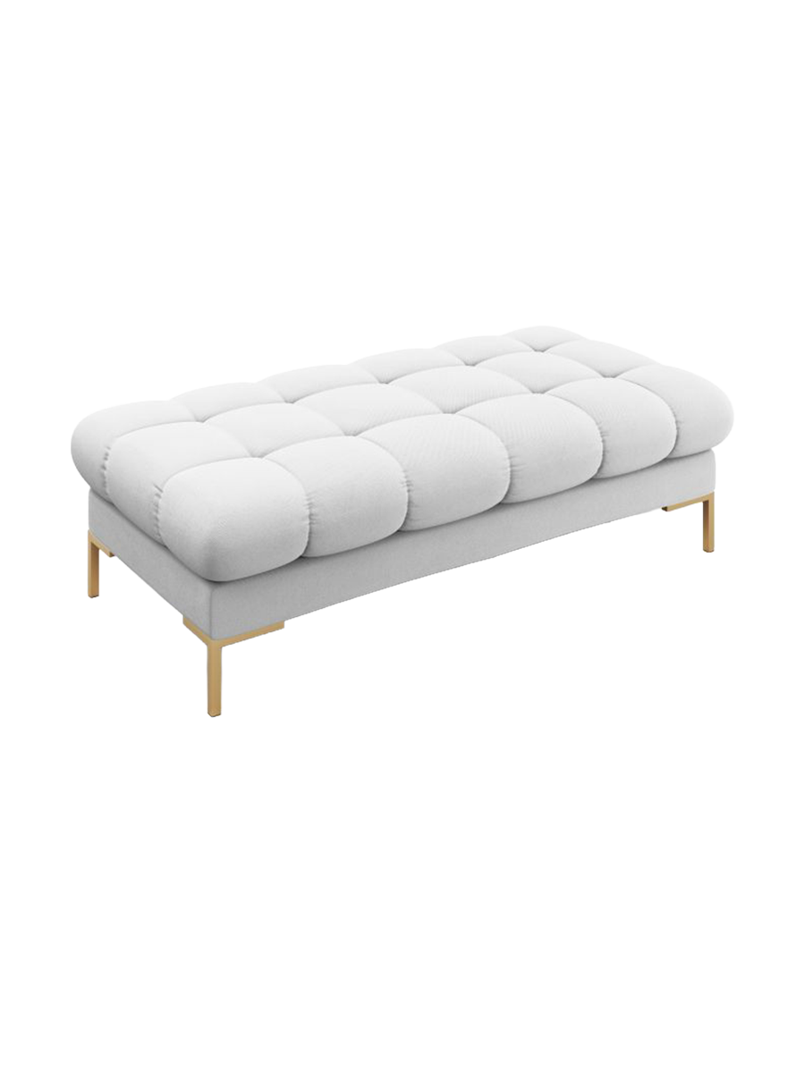 
Grand pouf design « Bali » - Tissu structuré gris clair / Or