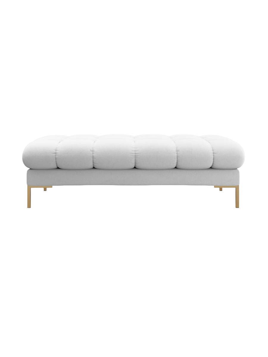 
Grand pouf design « Bali » - Tissu structuré gris clair / Or