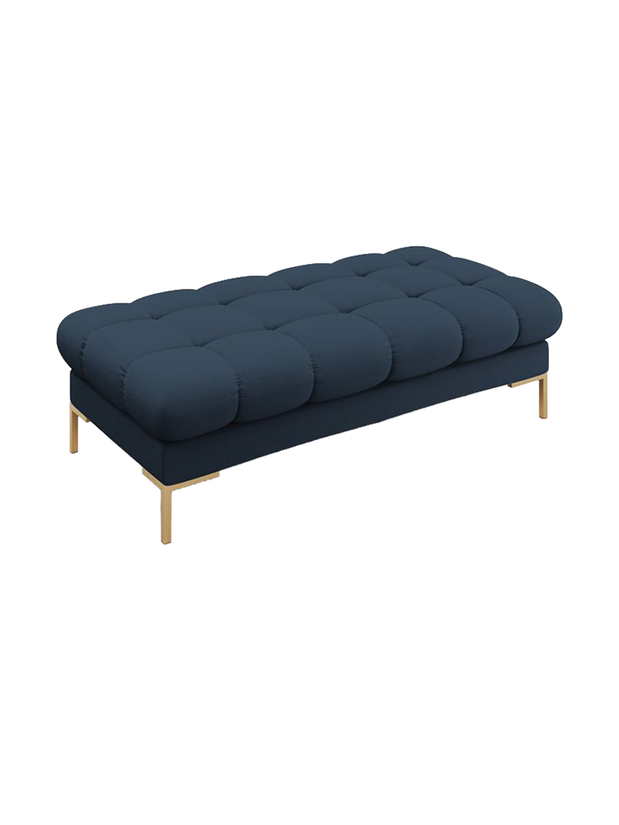 
Grand pouf design « Bali » - Tissu d'ameublement bleu / Or