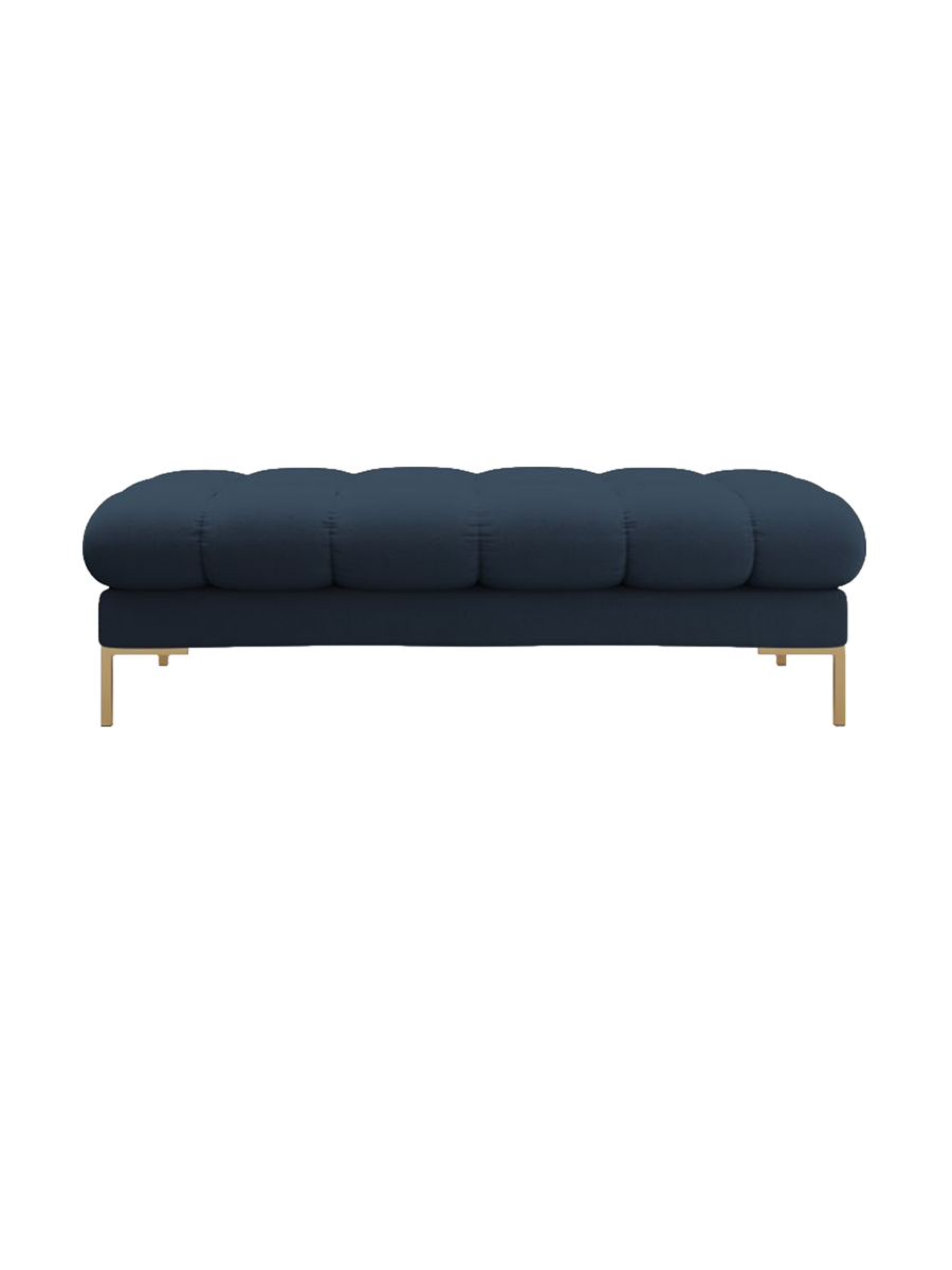 
Grand pouf design « Bali » - Tissu d'ameublement bleu / Or
