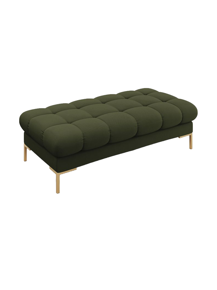 
Grand pouf design « Bali » - Tissu structuré vert / Or