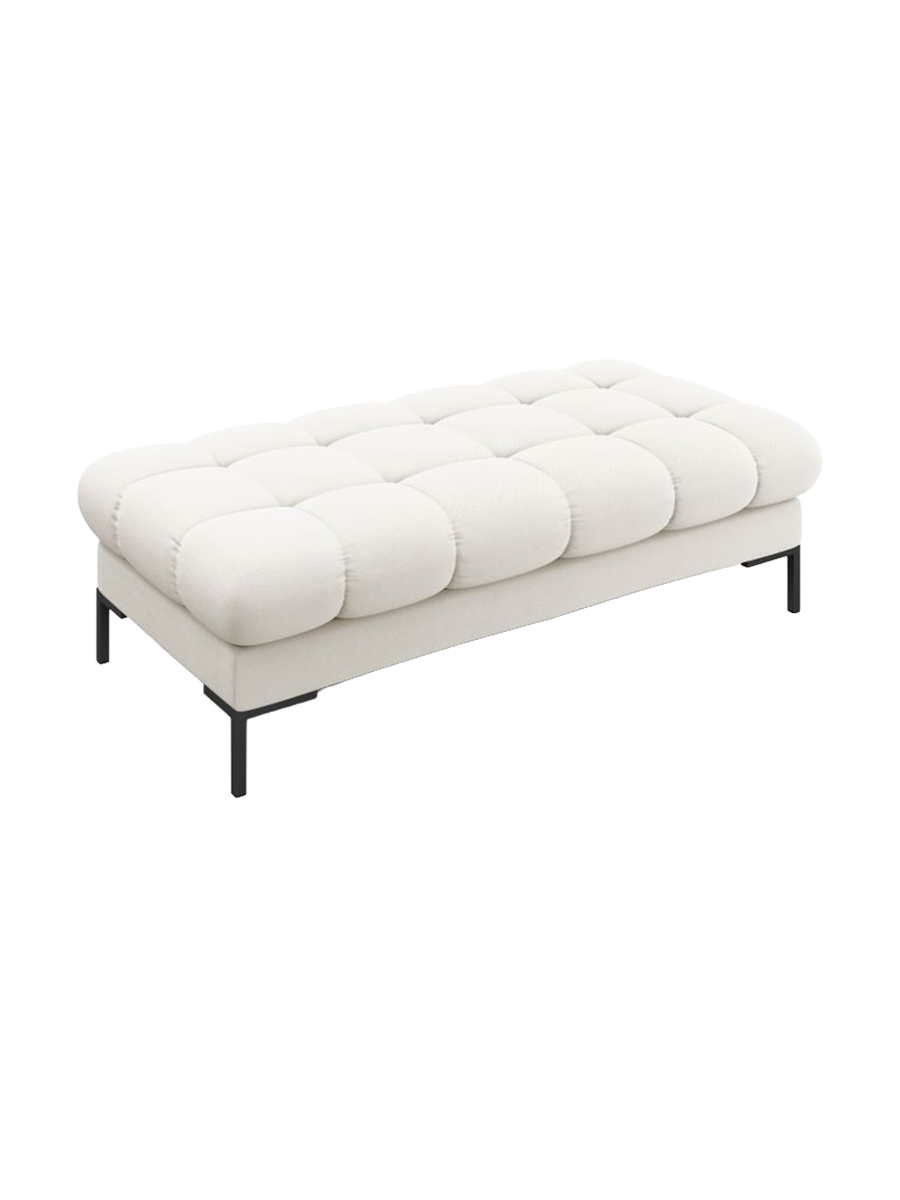 
Grand pouf design « Bali » - Tissu d'ameublement beige clair / Noir