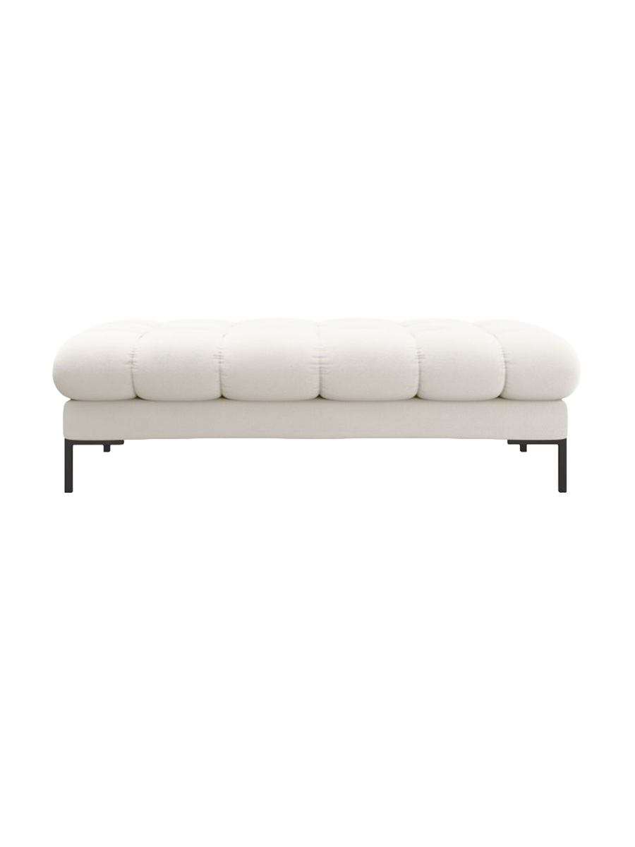 
Grand pouf design « Bali » - Tissu d'ameublement beige clair / Noir
