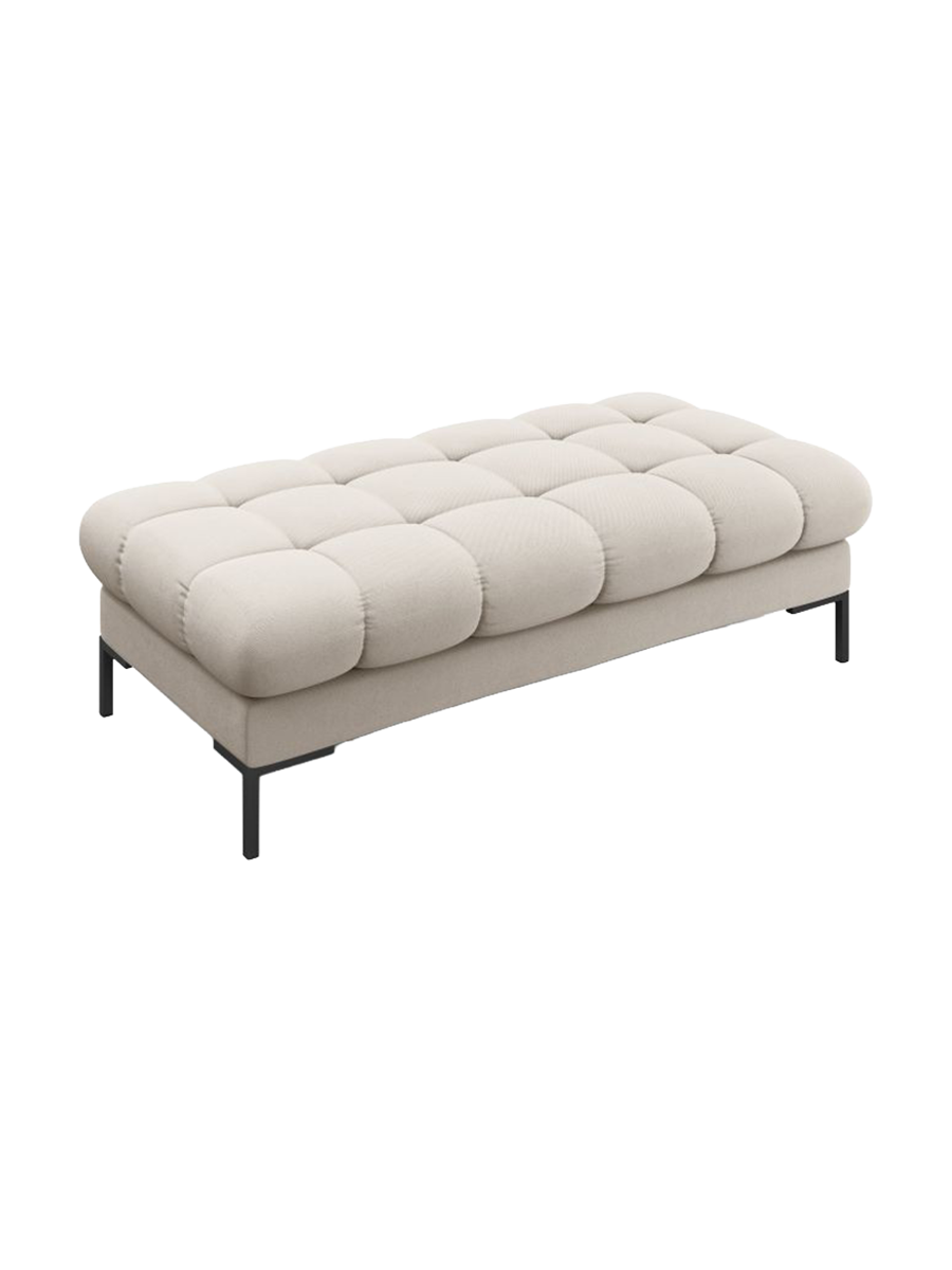 
Grand pouf design « Bali » - Tissu texturé beige / Noir