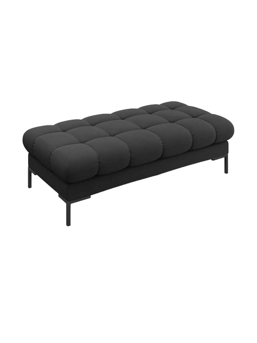 
Grand pouf design « Bali » - Tissu structurel gris foncé / Noir