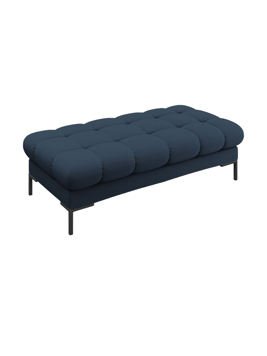 
Grand pouf design « Bali » - Tissu d'ameublement bleu / Noir