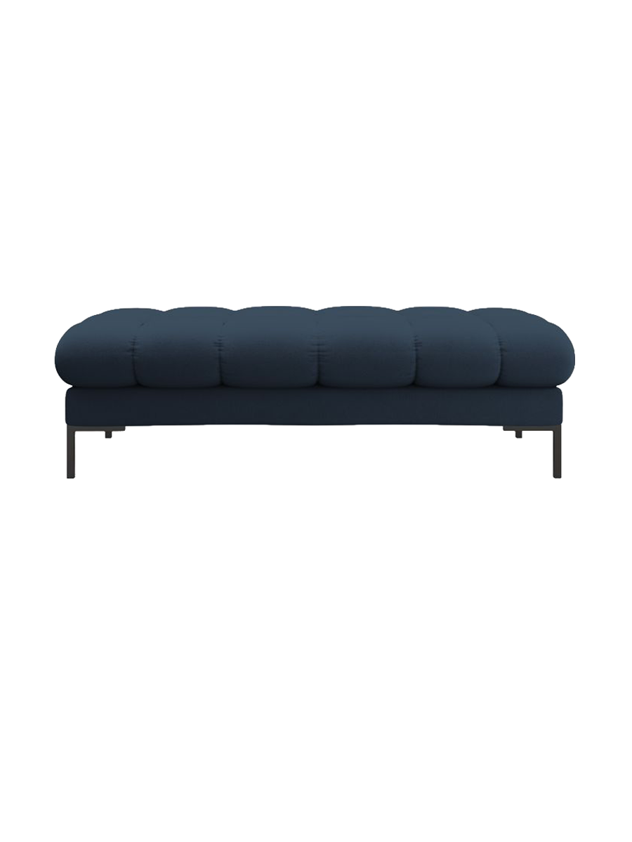 
Grand pouf design « Bali » - Tissu d'ameublement bleu / Noir
