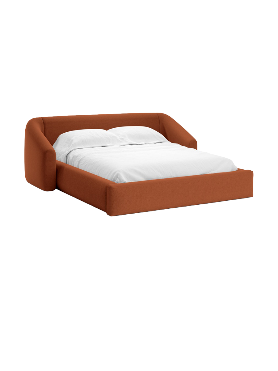 
Designer Upholstered Bed "Campi" with Storage Compartment, Structured Fabric Brick - 140 x 200 cm