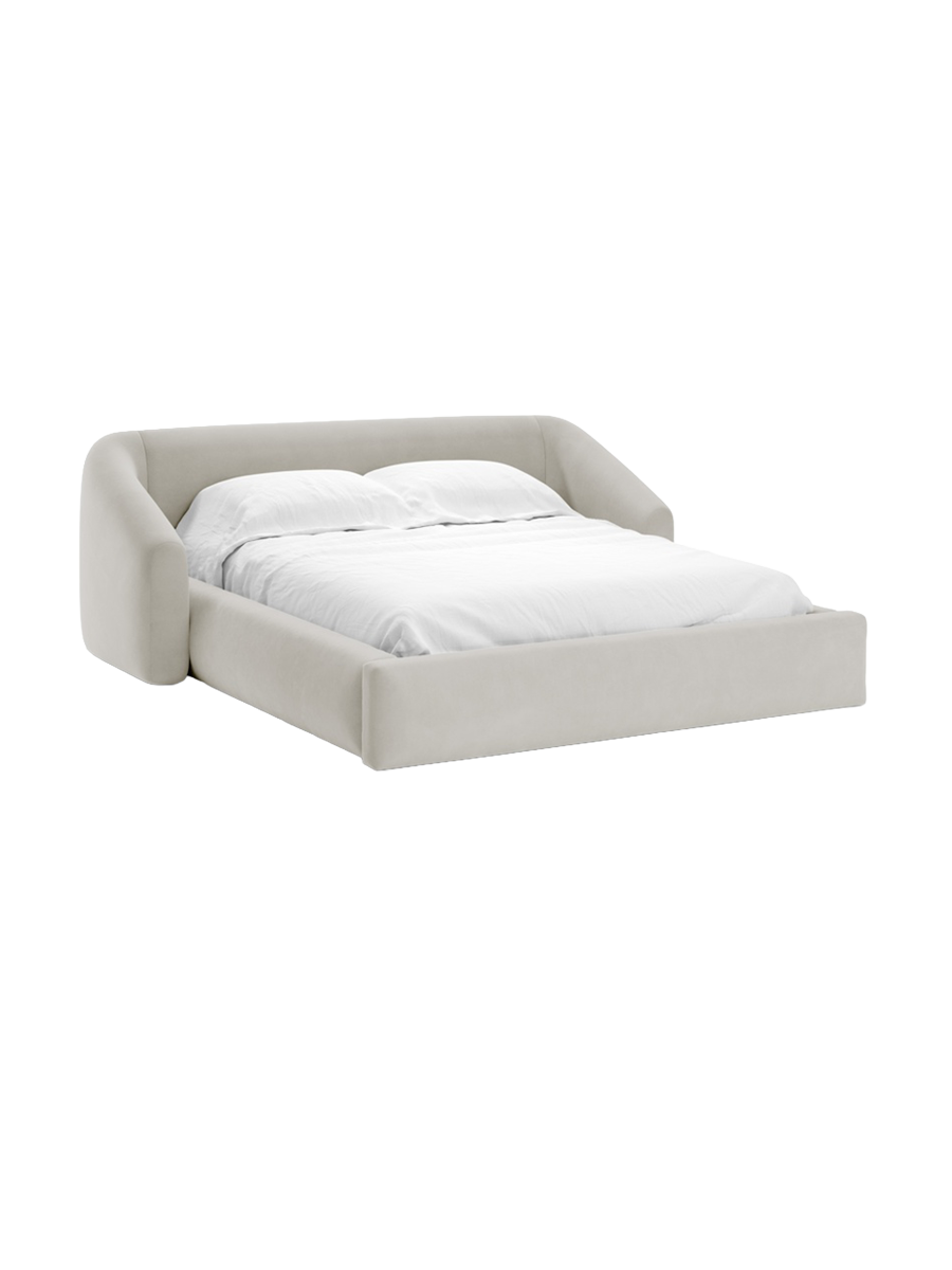 
Designer Upholstered Bed "Campi" with Storage Compartment, Dark Beige Velvet - 140 x 200 cm