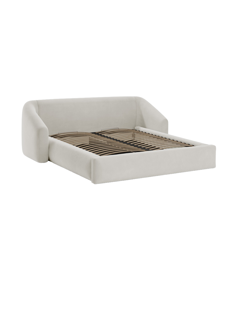 
Designer Upholstered Bed "Campi" with Storage Compartment, Dark Beige Velvet - 140 x 200 cm