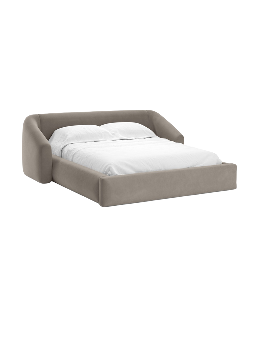 
Designer Upholstered Bed "Campi" with Storage Compartment, Velvet Cappuccino - 140 x 200 cm
