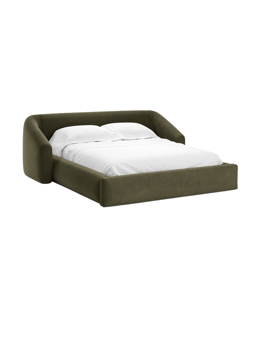 
Designer Upholstered Bed "Campi" with Storage Compartment, Velvet Green - 140 x 200 cm