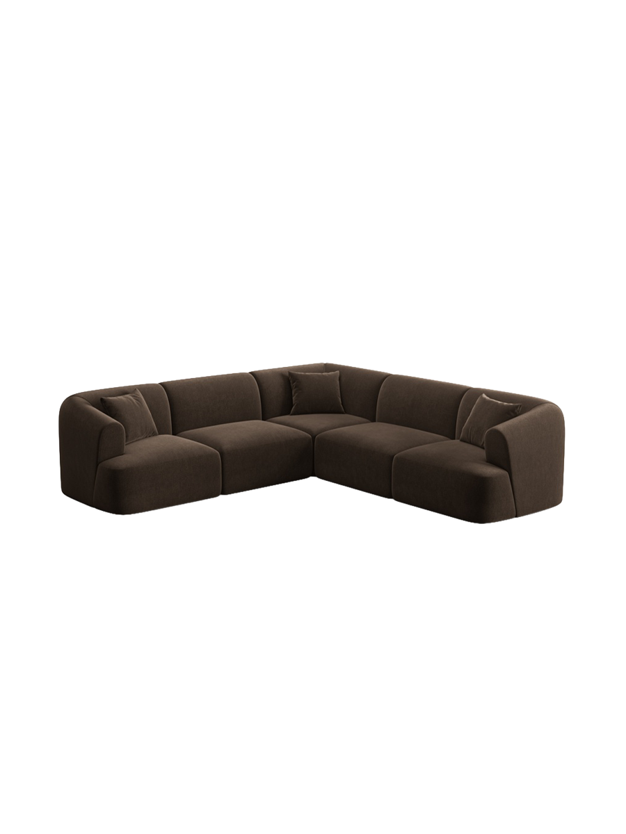 
6-Seater Designer Corner Sofa "Campi" - Velvet Chocolate
