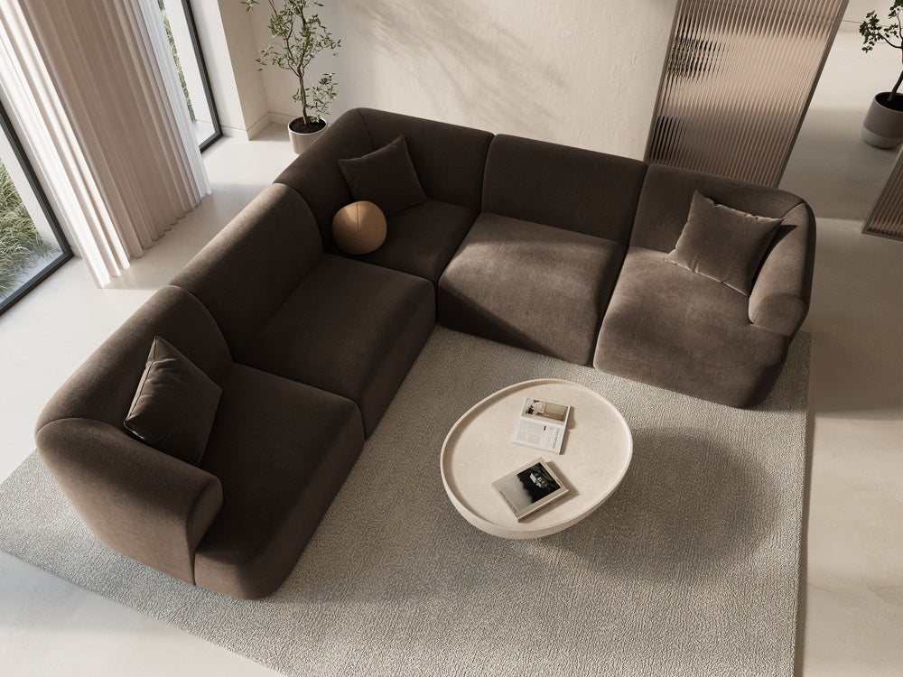 
6-Seater Designer Corner Sofa "Campi" - Velvet Chocolate