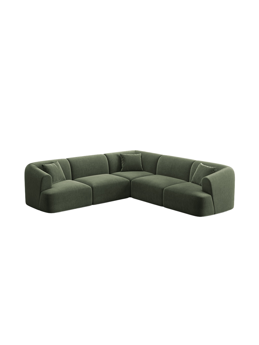 
6-Seater Designer Corner Sofa "Campi" - Velvet Green