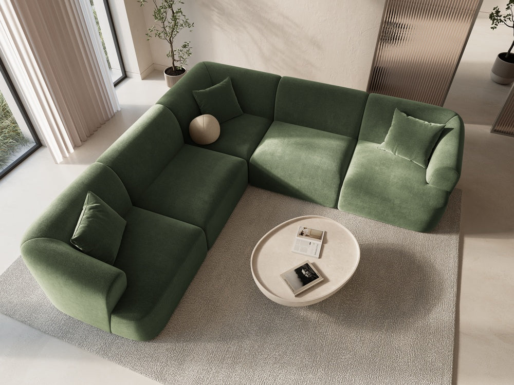 
6-Seater Designer Corner Sofa "Campi" - Velvet Green