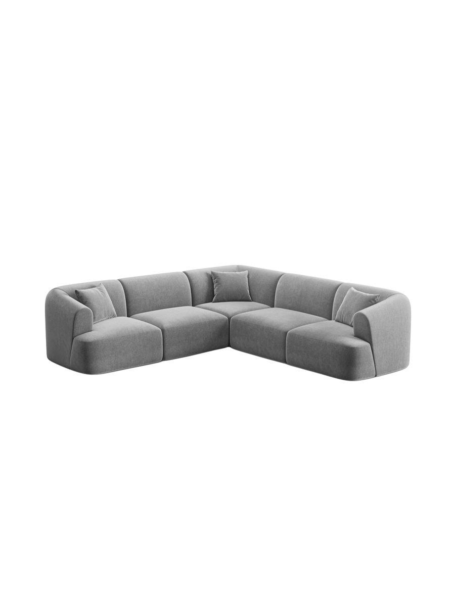 
6-Seater Designer Corner Sofa "Campi" - Velvet Grey