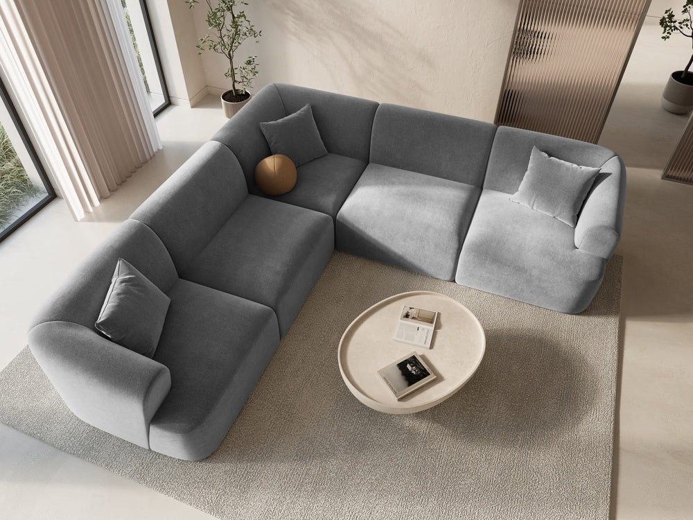 
6-Seater Designer Corner Sofa "Campi" - Velvet Grey