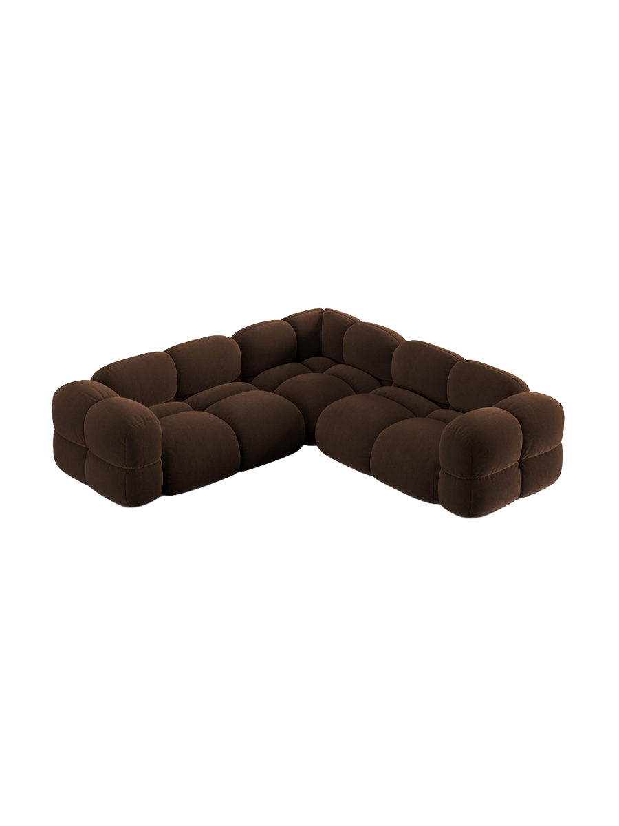
4-Seater Designer Corner Sofa "Loretto" - Velvet Chocolate